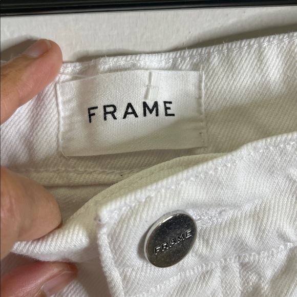 Frame Denim Le Pixie Slouch Jeans Mid Rise Straight White size 25 - Picture 7 of 12